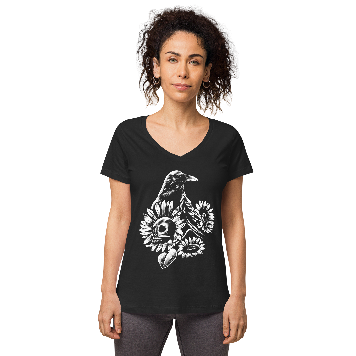 Woman v-neck t-shirt Raven